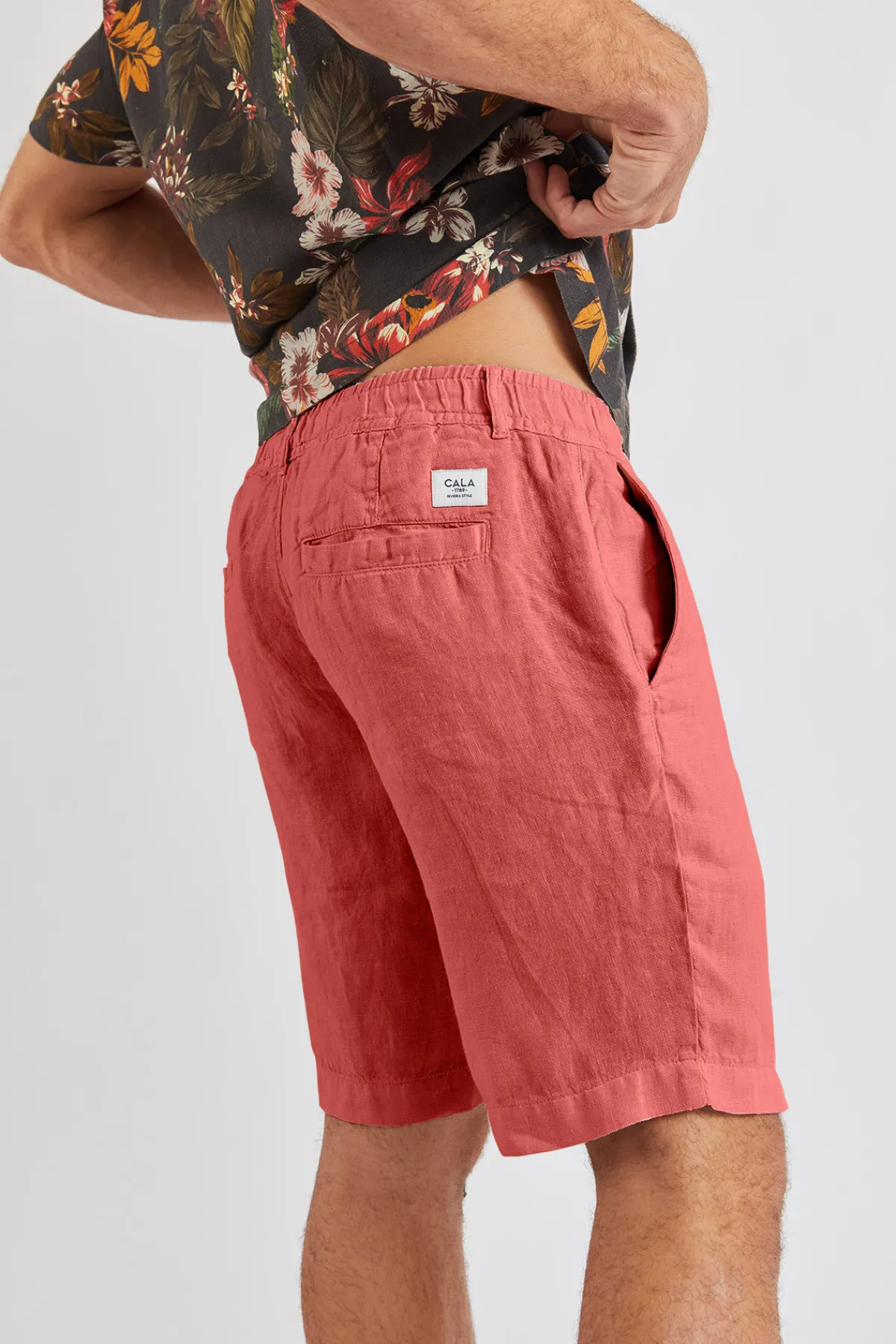 Cala 1789 Bermuda en lin orange safran Xavier Lindye Sale