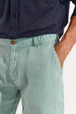 Cala 1789 Bermuda en lin vert d'eau XAVIER LINDYE Fashion