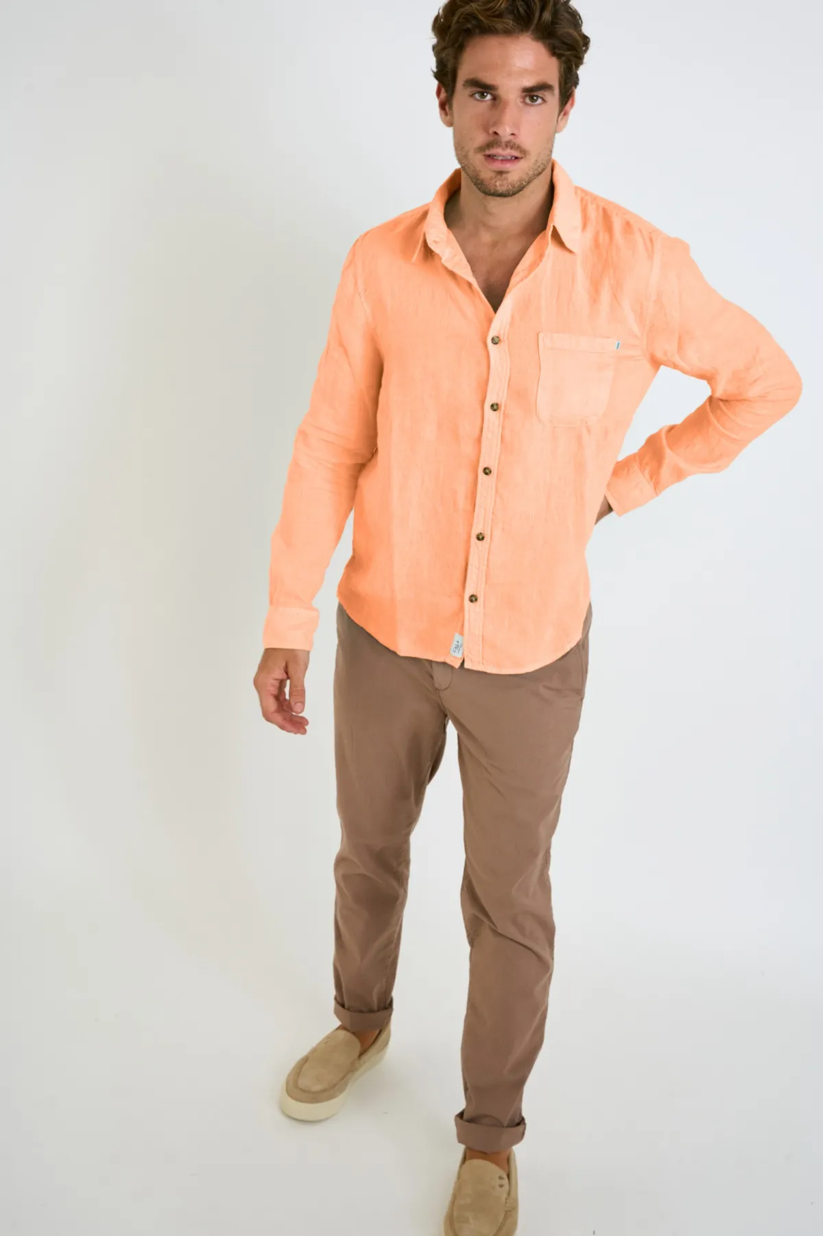 Cala 1789 Chemise en lin corail CHEMISEML LINDYE Outlet