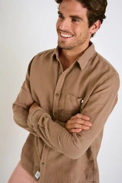 Cala 1789 Chemise en lin taupe CHEMISEML LINDYE Online
