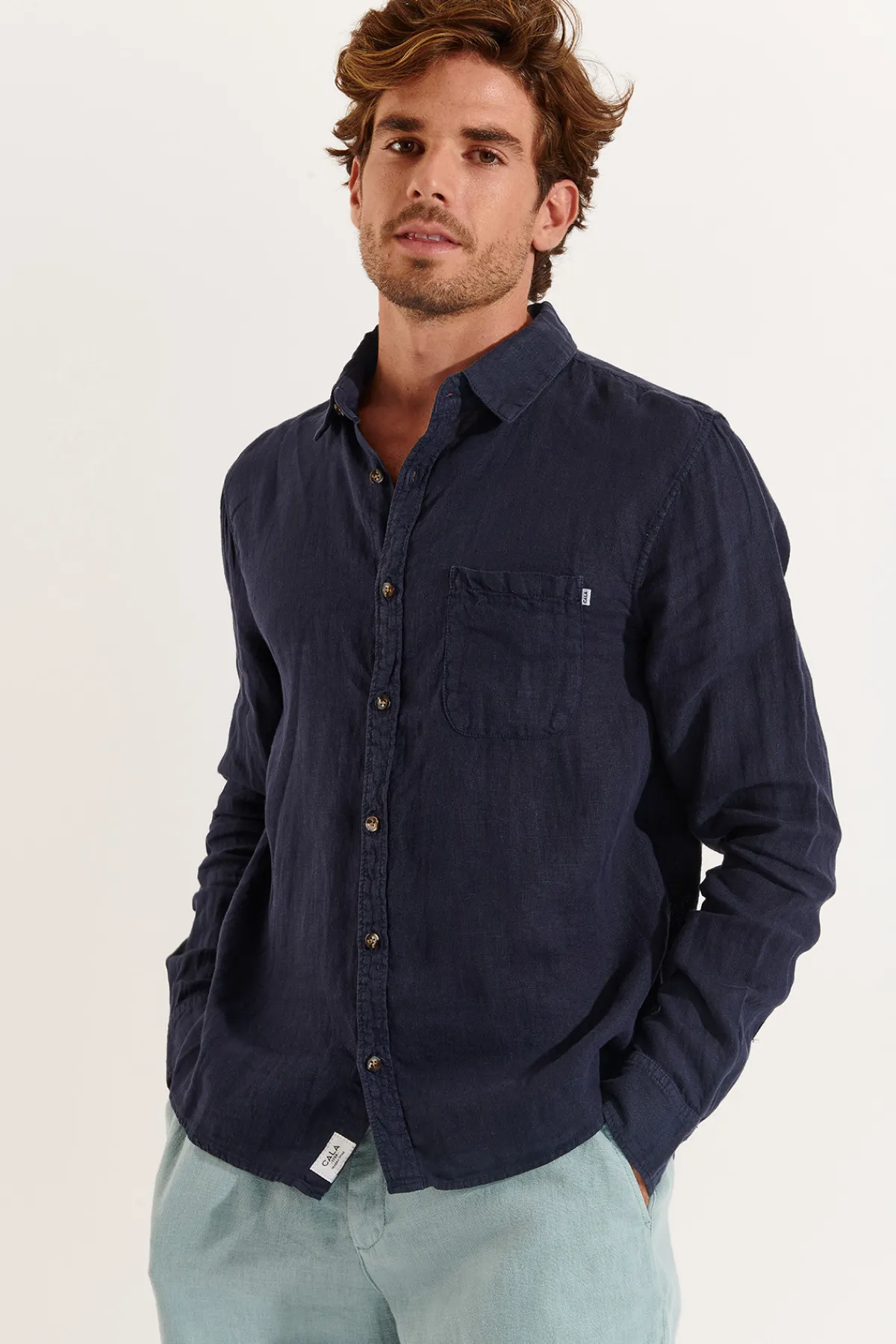 Cala 1789 Chemise Marine en lin Chemiseml Lindye Discount