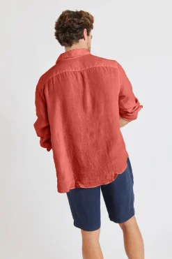 Cala 1789 Chemise orange en lin Chemiseml Lindye Hot