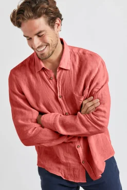 Cala 1789 Chemise orange en lin Chemiseml Lindye Hot