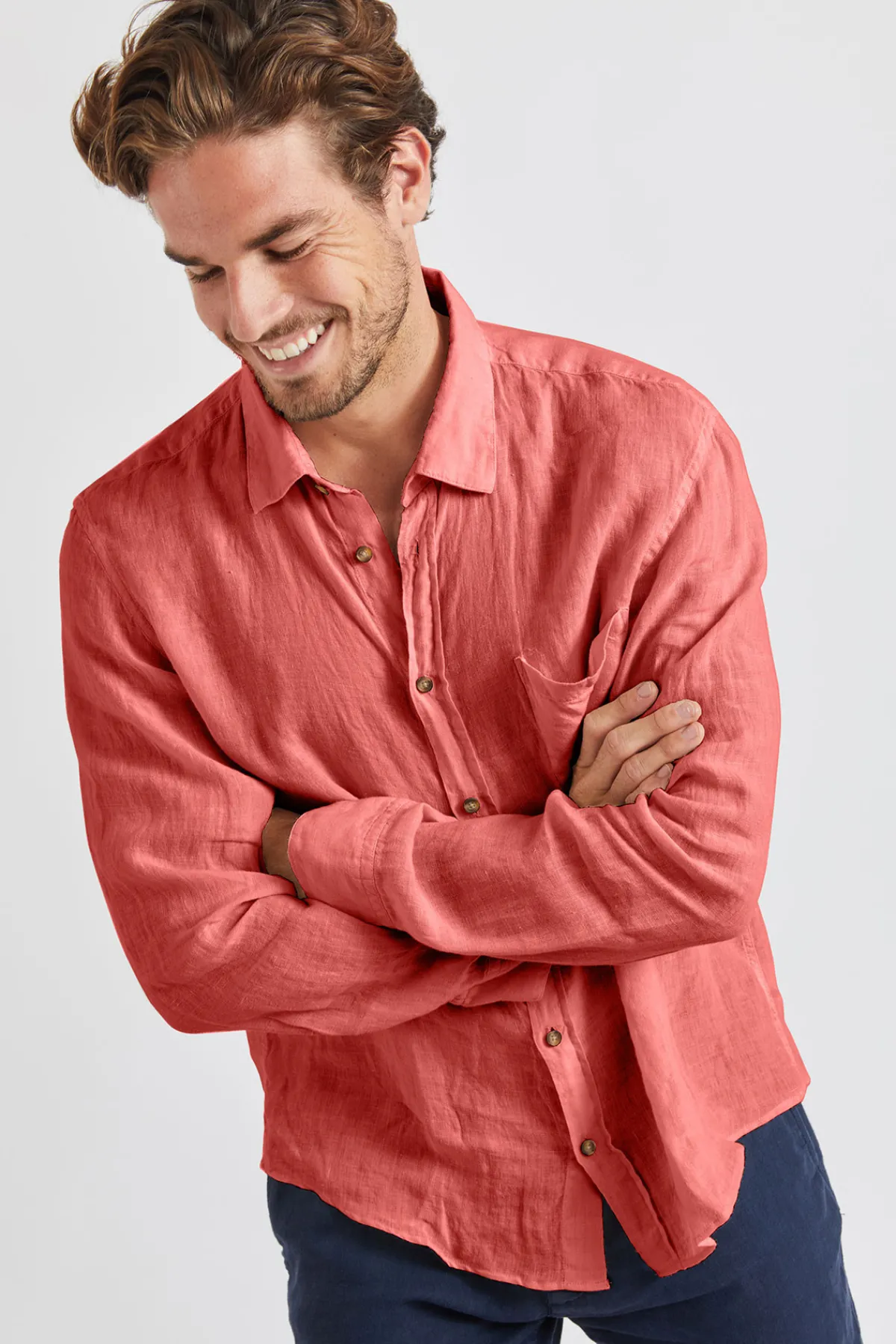 Cala 1789 Chemise orange en lin Chemiseml Lindye Hot