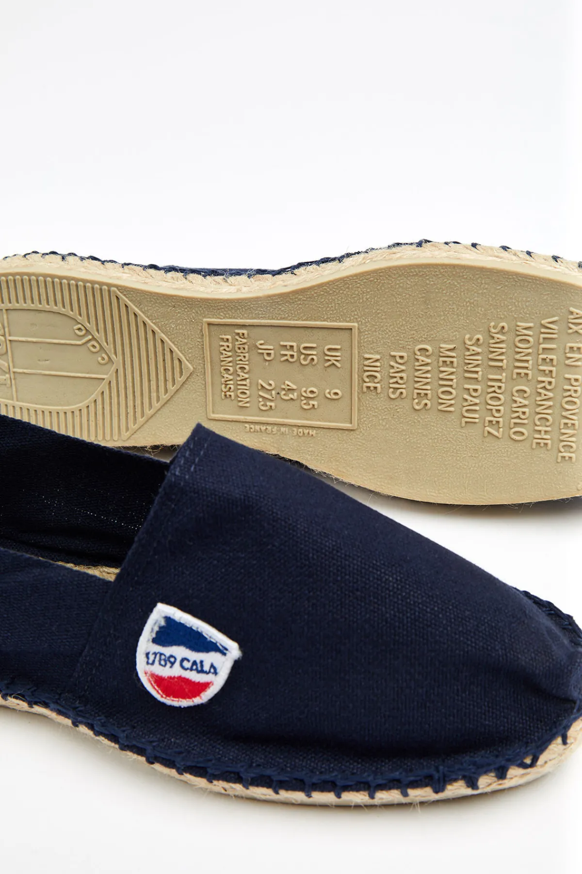 Cala 1789 Espadrilles en toile Bleu Marine - Made in France CLASSIQUE UNI Clearance