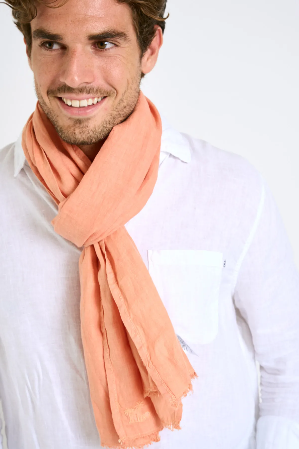 Cala 1789 Foulard en lin corail ELIAS LINDYE Best