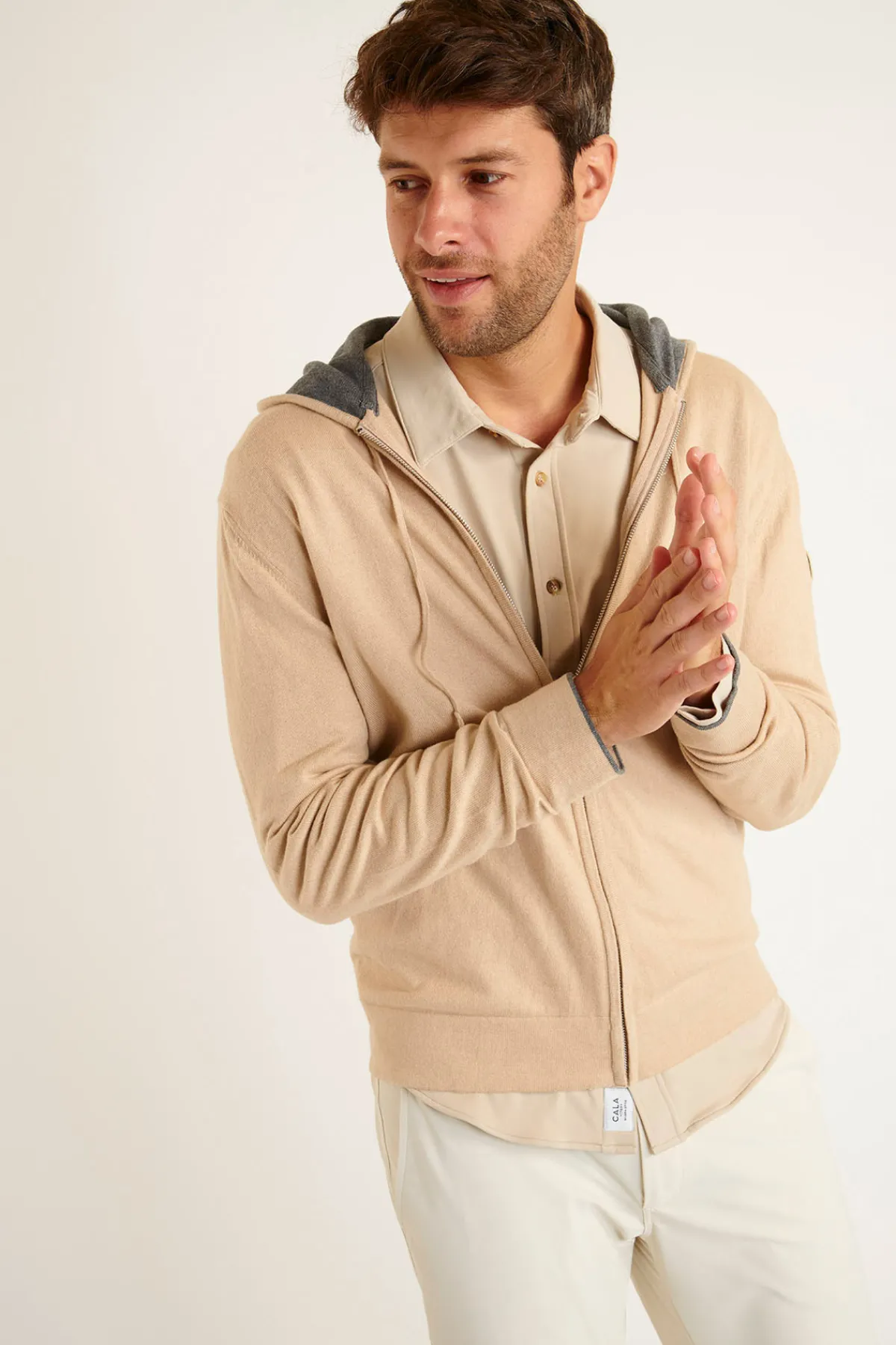 Cala 1789 Gilet à capuche beige Luca MONZA Best