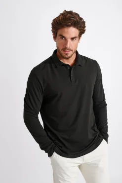 Cala 1789 Polo noir manches longues CARL TERZO Best