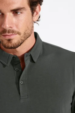 Cala 1789 Polo vert sapin manches longues CARL TERZO Discount