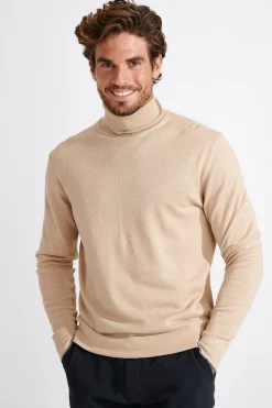 Cala 1789 PULL COL ROULÉ BEIGE SILVIO MONZA New