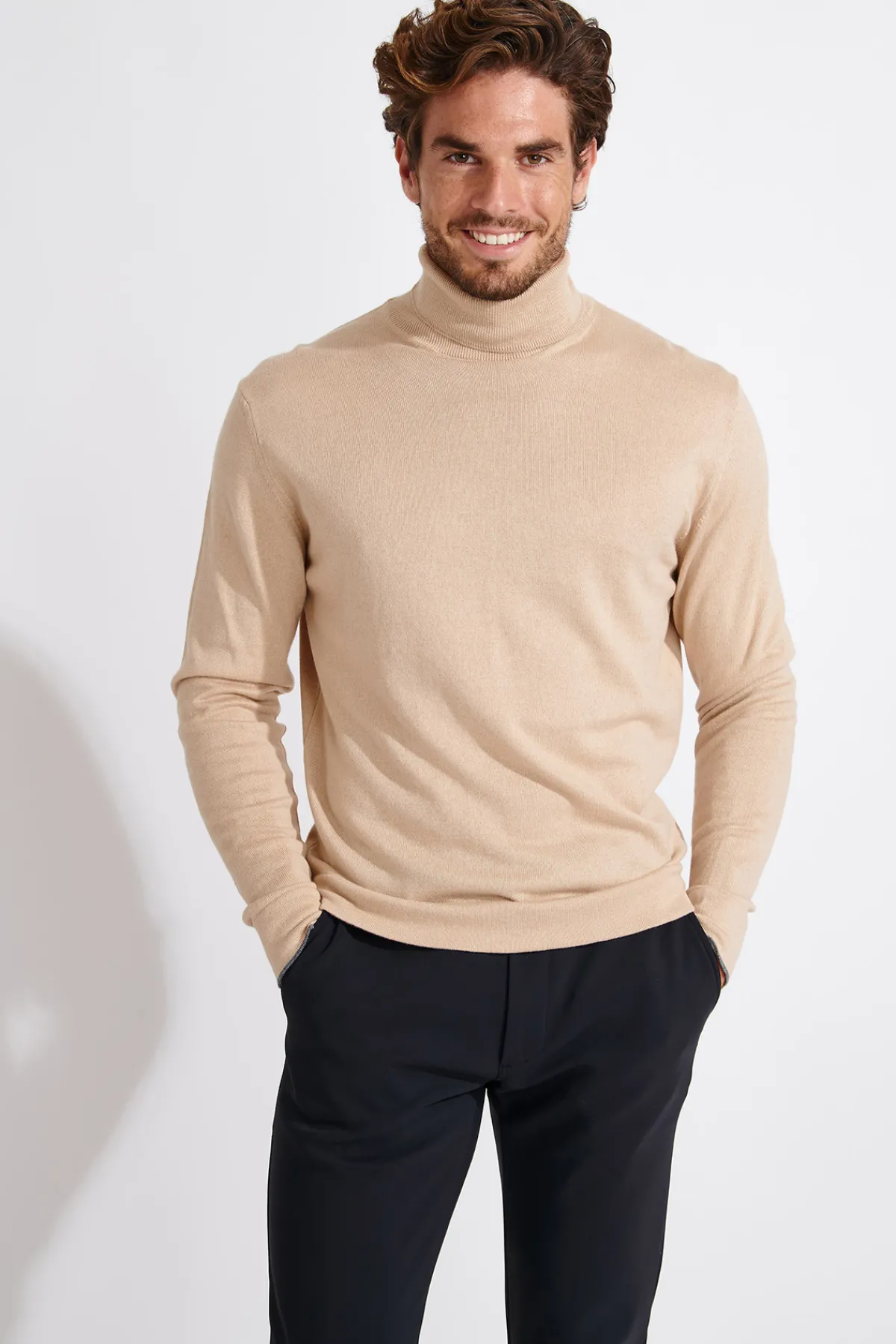 Cala 1789 PULL COL ROULÉ BEIGE SILVIO MONZA New