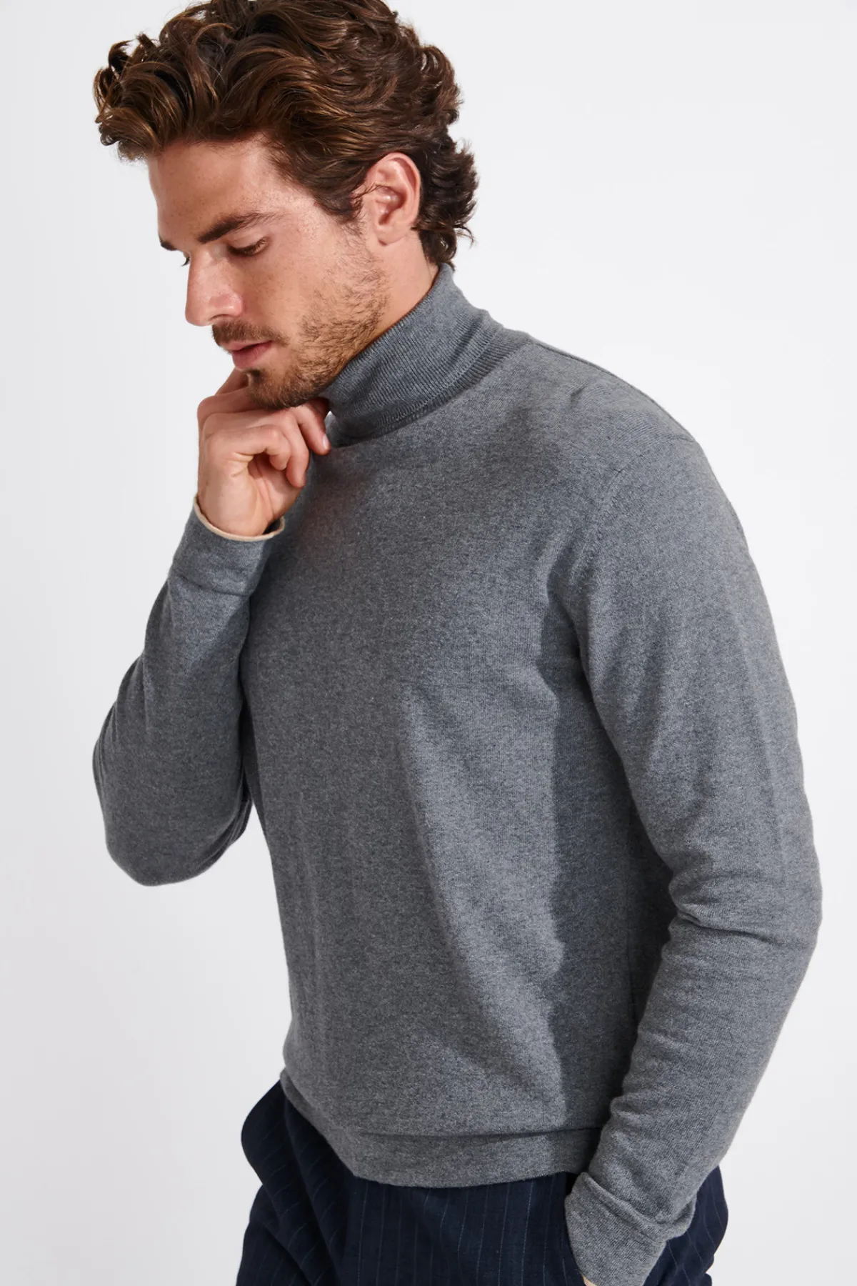 Cala 1789 PULL COL ROULÉ GRIS CHINE SILVIO MONZA Online