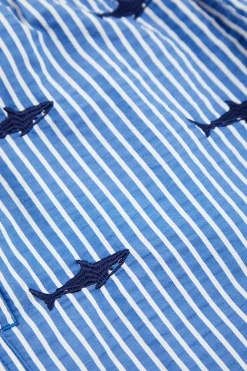 Cala 1789 Short de Bain rayure Marine - Broderie Requin SWIMSHORT SHARK Outlet