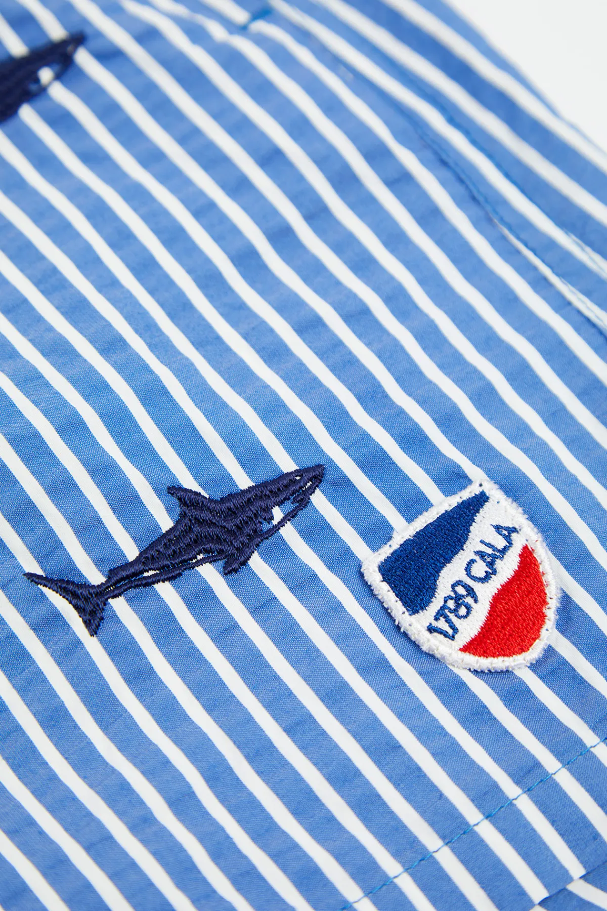 Cala 1789 Short de Bain rayure Marine - Broderie Requin SWIMSHORT SHARK Outlet