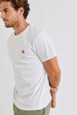 Cala 1789 T-shirt blanc avec broderie Yann Corail Sale