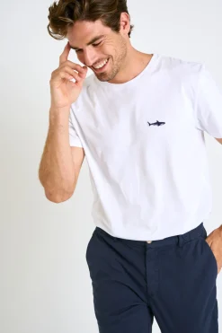 Cala 1789 T-shirt blanc en coton requin YANN SHARK Best