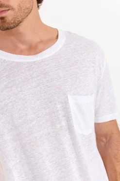 Cala 1789 Tshirt en lin blanc Collection Homme CYRIL LIN Clearance