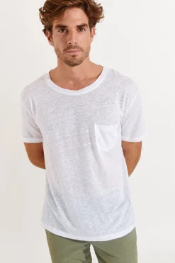 Cala 1789 Tshirt en lin blanc Collection Homme CYRIL LIN Clearance