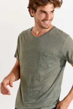 Cala 1789 Tshirt en lin kaki Collection Homme CYRIL LIN Fashion
