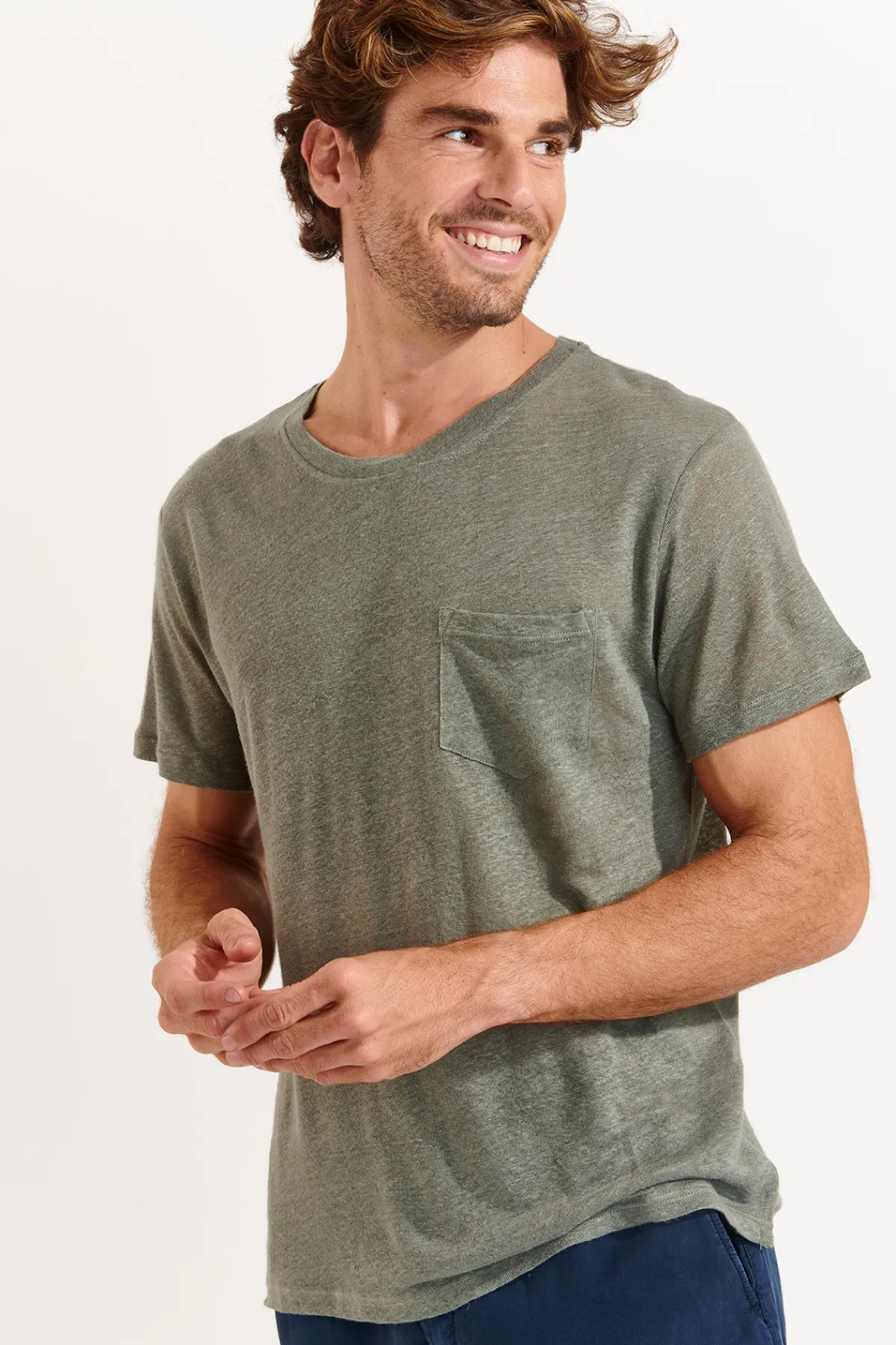 Cala 1789 Tshirt en lin kaki Collection Homme CYRIL LIN Fashion