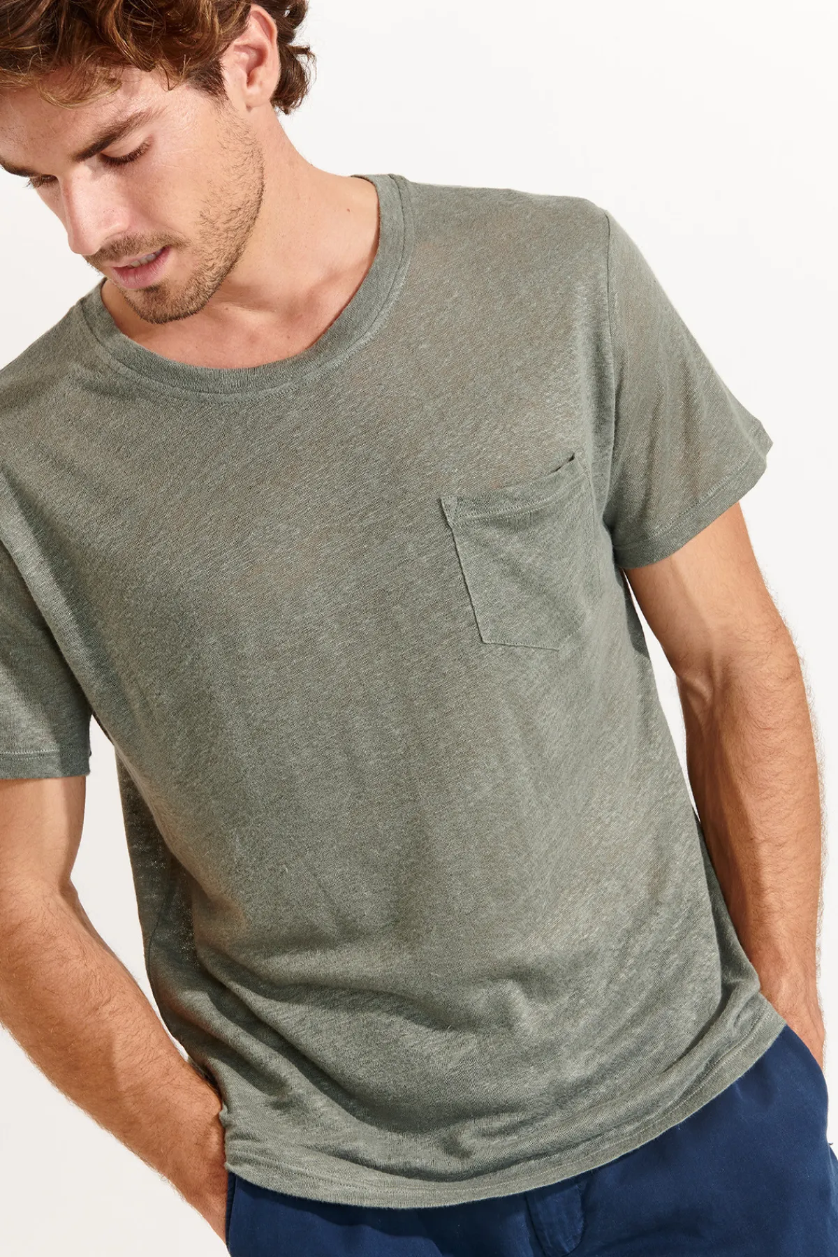 Cala 1789 Tshirt en lin kaki Collection Homme CYRIL LIN Fashion