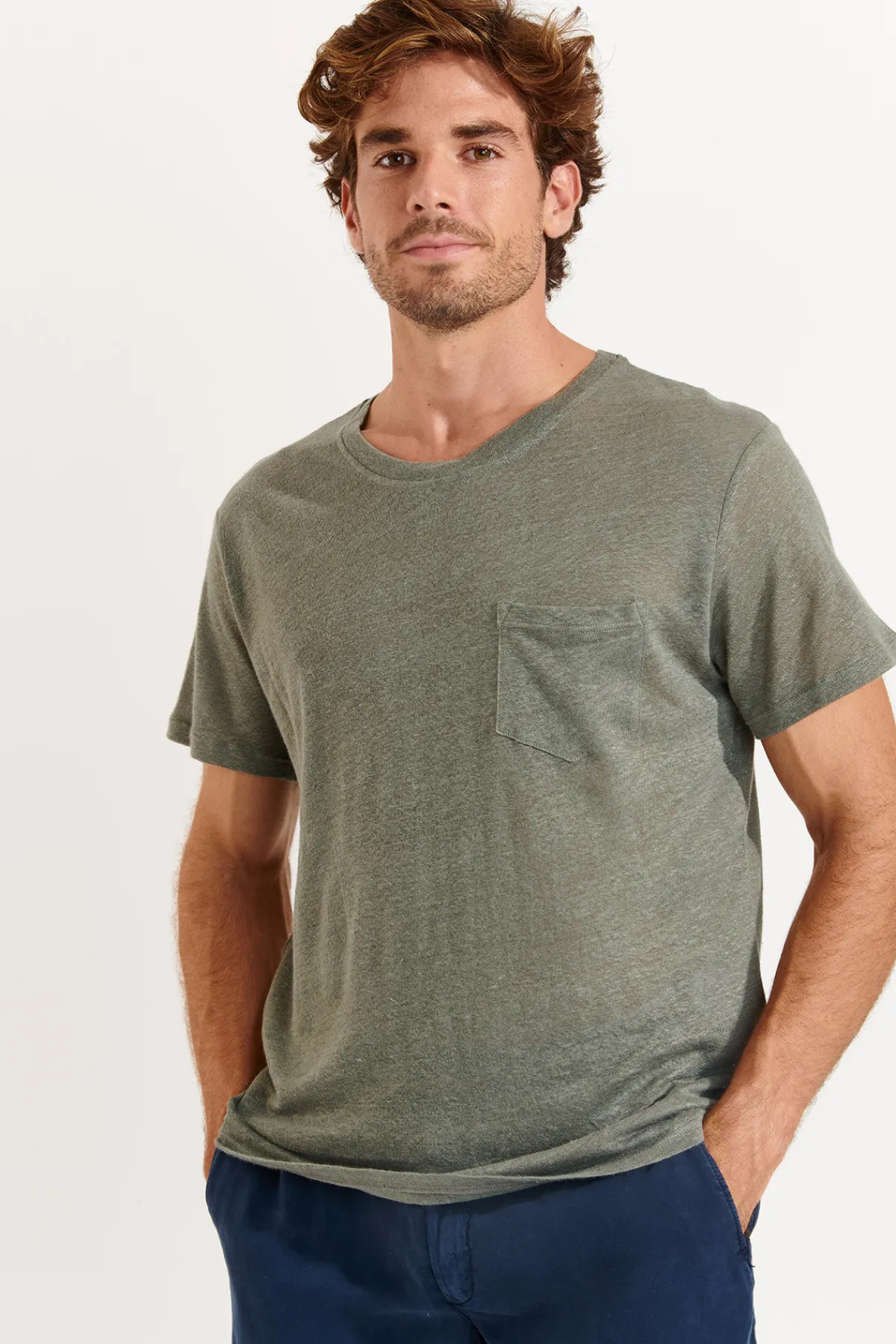 Cala 1789 Tshirt en lin kaki Collection Homme CYRIL LIN Fashion