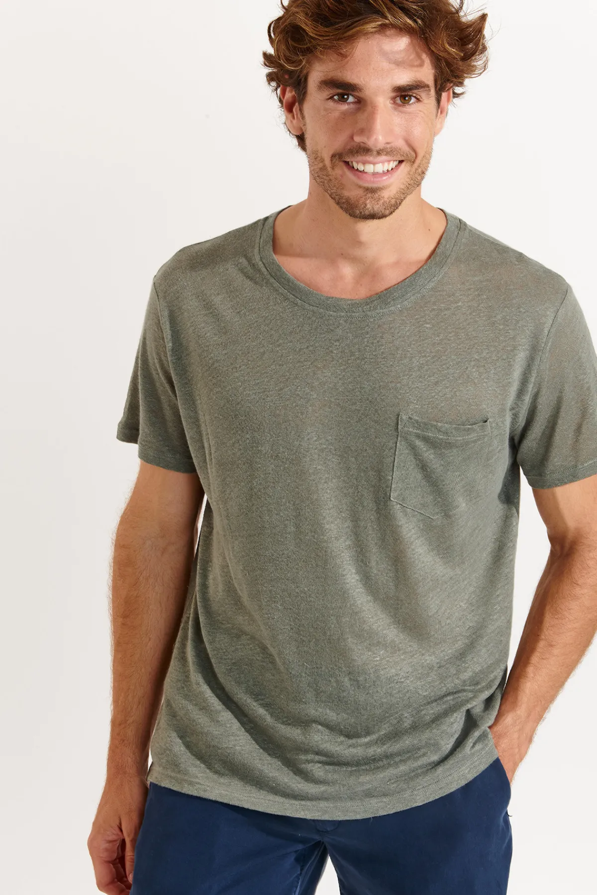 Cala 1789 Tshirt en lin kaki Collection Homme CYRIL LIN Fashion