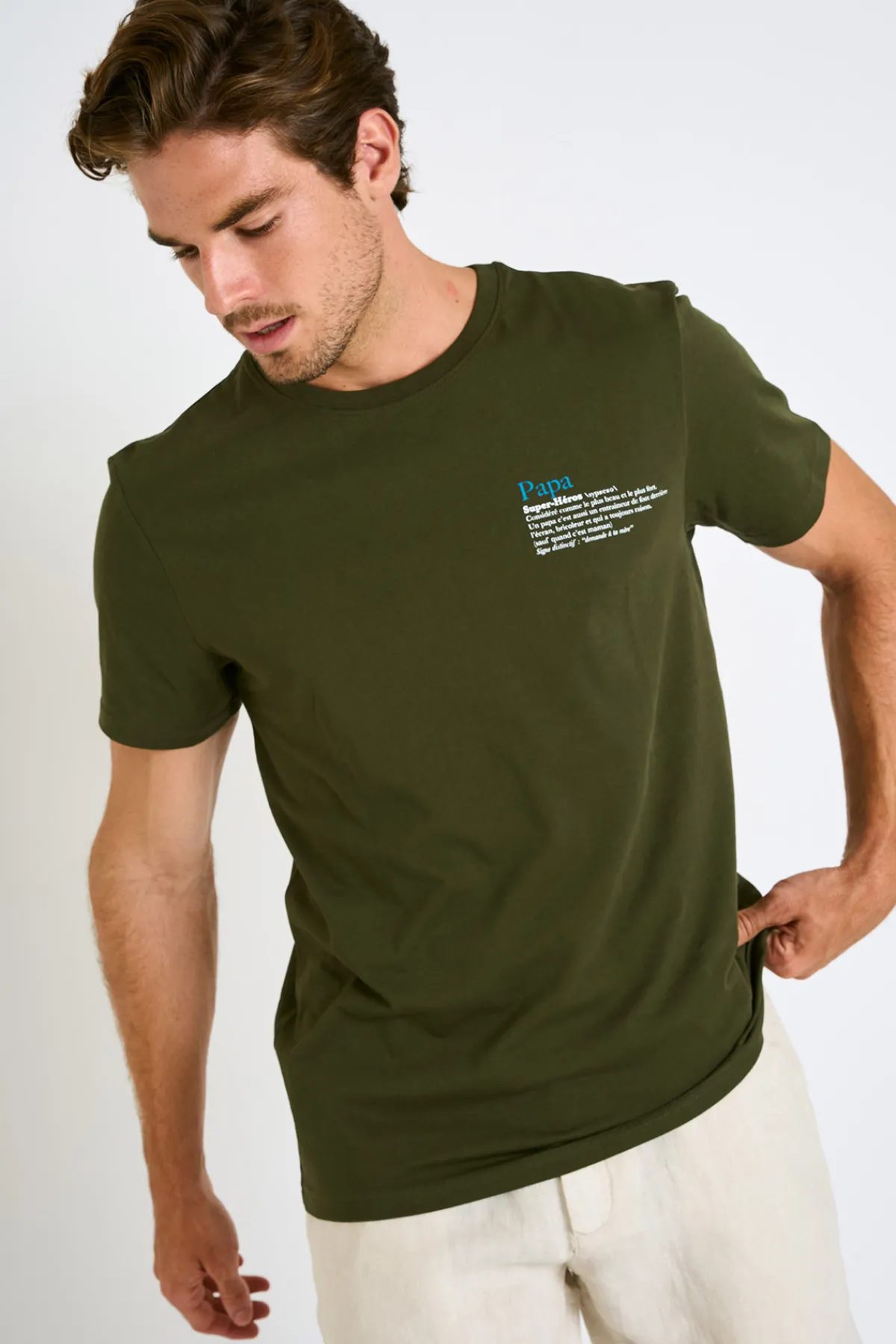 Cala 1789 T-shirt kaki manches courtes YANNPAP DICTIO Fashion