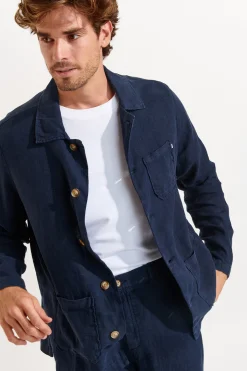 Cala 1789 Veste bleu marine en lin Olivier Lindye Online