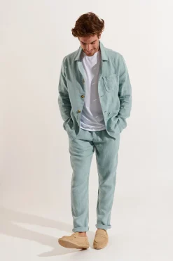 Cala 1789 Veste en lin vert d'eau OLIVIER LINDYE Clearance