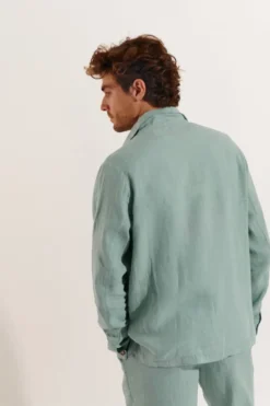 Cala 1789 Veste en lin vert d'eau OLIVIER LINDYE Clearance