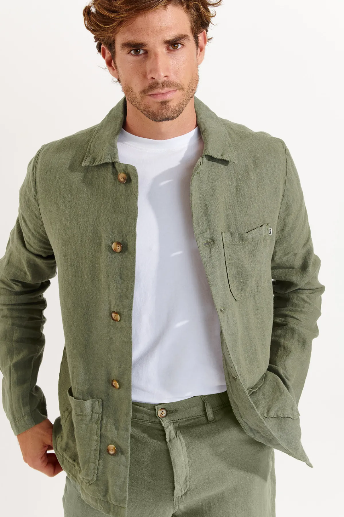 Cala 1789 Veste Kaki en lin Olivier Lindye Sale