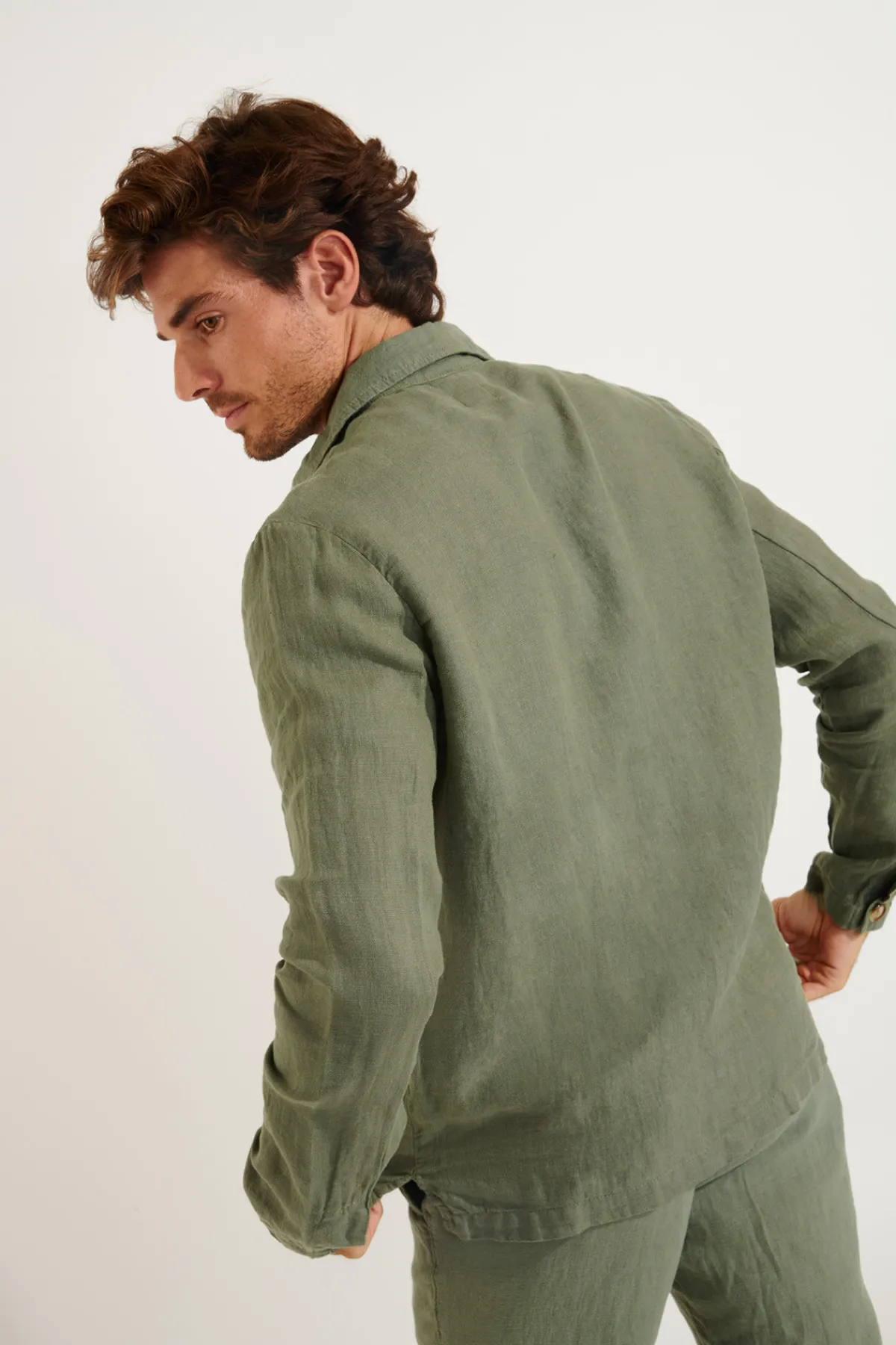 Cala 1789 Veste Kaki en lin Olivier Lindye Sale