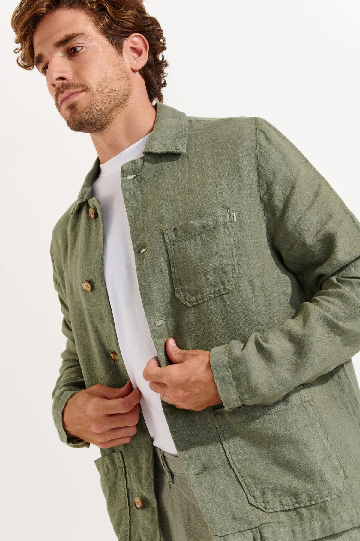 Cala 1789 Veste Kaki en lin Olivier Lindye Sale